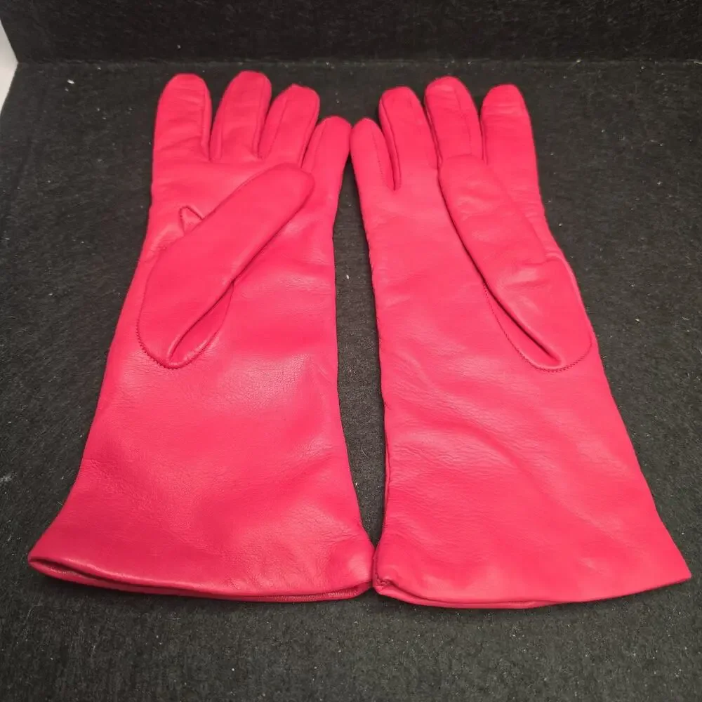 Vintage Henri Bendel Pink Soft Leather Cashmere Lined Ladies Sz 6.5 Gloves